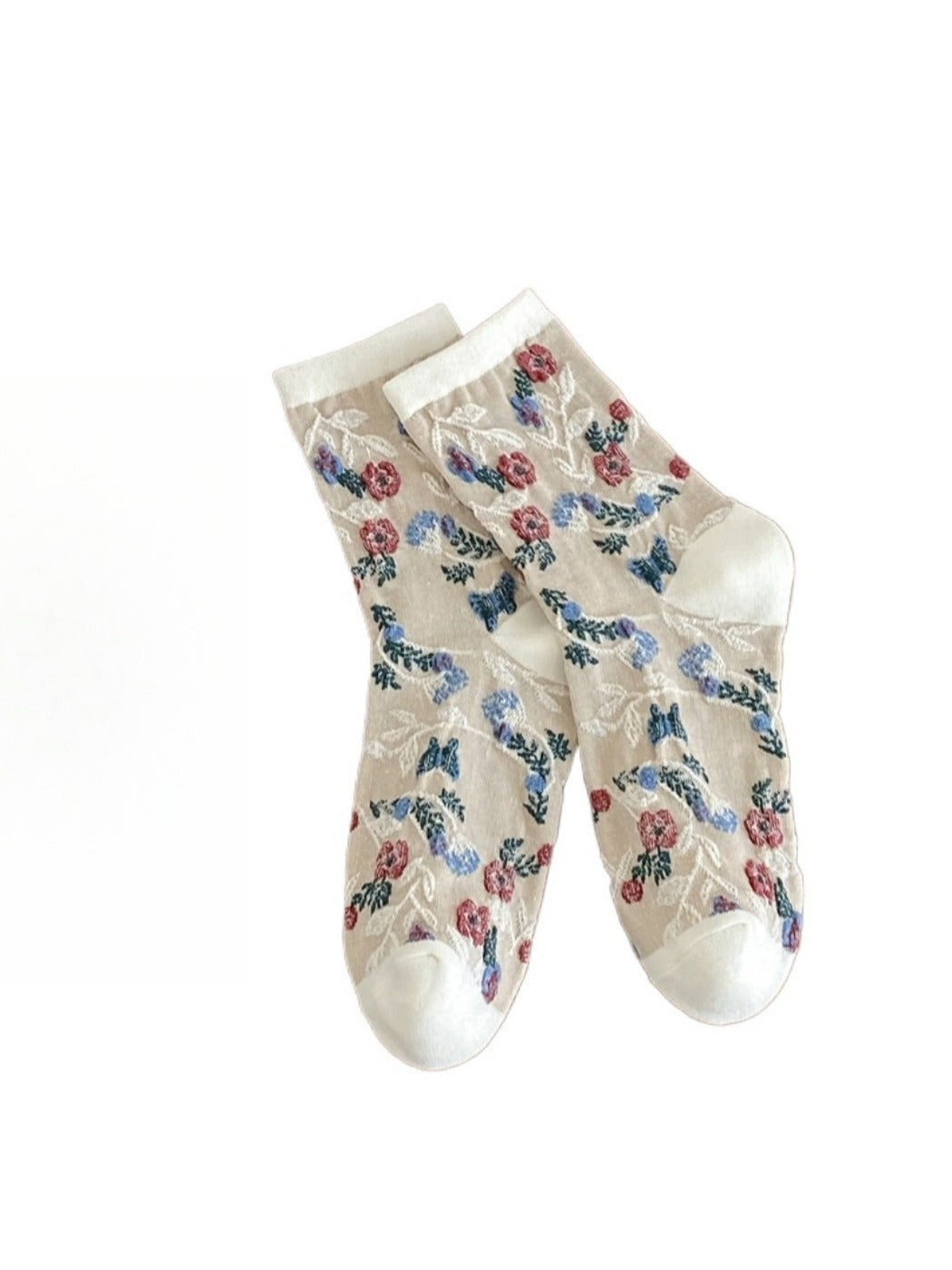 Rufia - Simple Flower Mid-Calf Socks - Chic &amp; Sweet