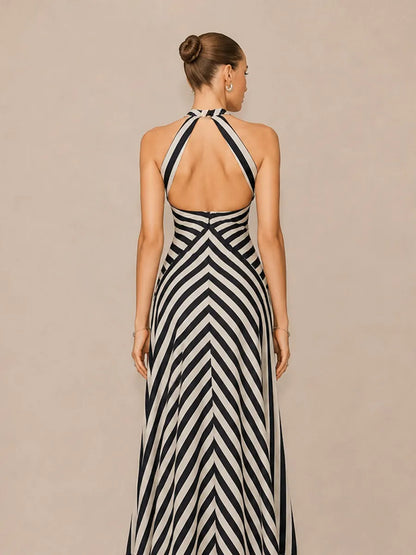 Katia Striped Open-Back Maxi Dress