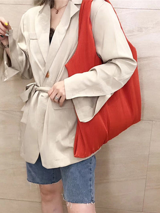 Pleated Solid Color Bags Handbags