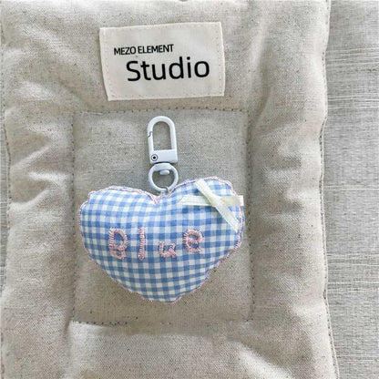 Sweet  Checkered Heart Pendant Bag Charm