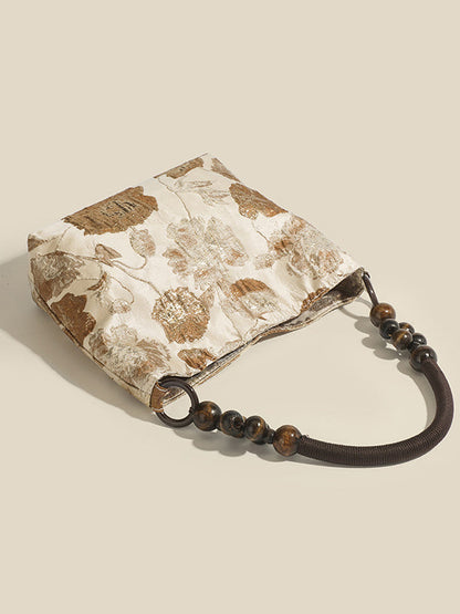 Beads Contrast Color Jacquard Pockets Split-Joint Zipper Handbags