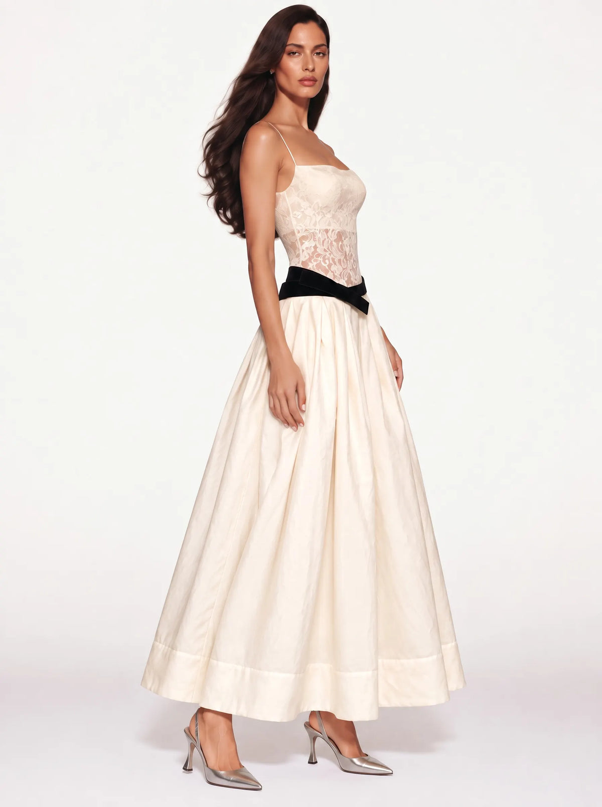 Eloisa Paneled Lace Camisole Maxi Dress