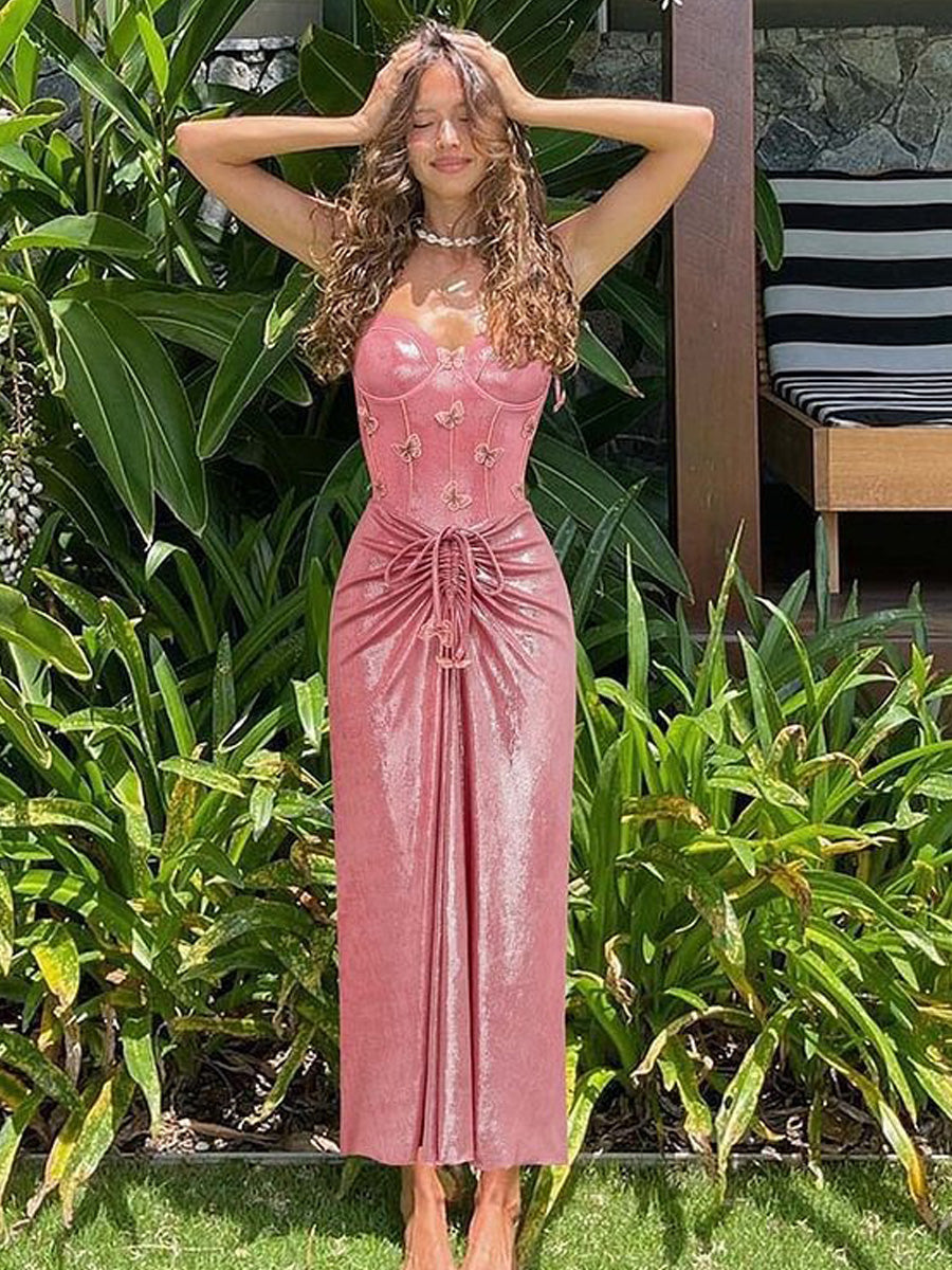 Aviana Shimmering Fabric Bow Swimsuit Set