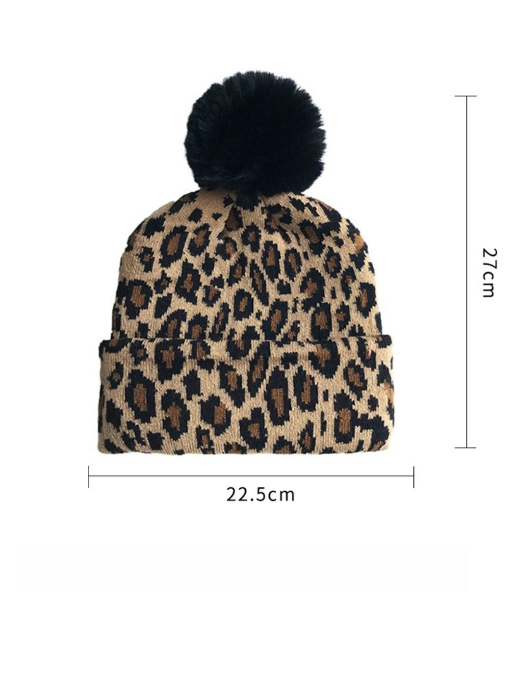 Haila - Leopard Knitted Beanie with Pompom