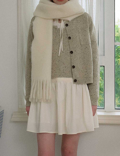 Winter Solid Color Thick Tassel Wool Scarf