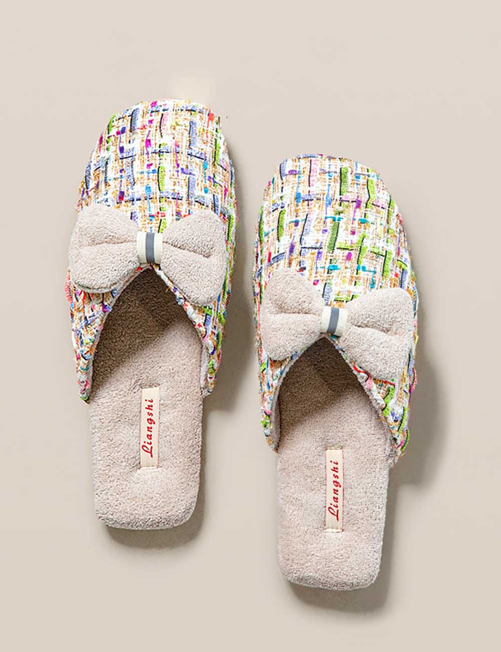 Trendy Bow Knot Thicken Plush Indoor Slippers