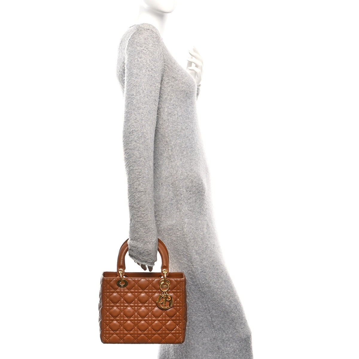 Lambskin Cannage Medium Lady Dior Tan