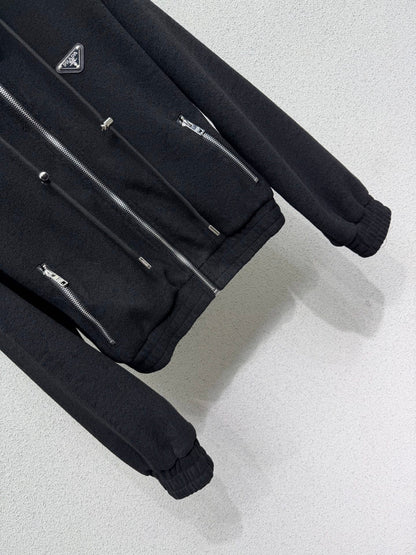 Prada Set Hooded Black Fleece 340651
