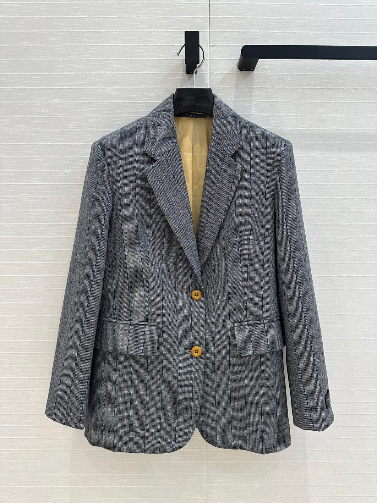 Prada 25 Striped Vest Suit Gray Wool Polyester