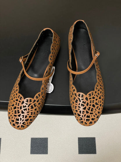 HM 26S Meli Ballet Flats Brown in Cowhide 593799