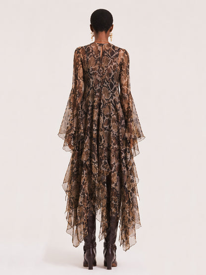 Camille Long-Sleeve Mesh Maxi Dress