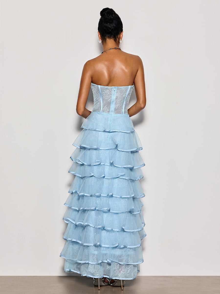 Hazel Strapless Ruffle Tiered Maxi Dress