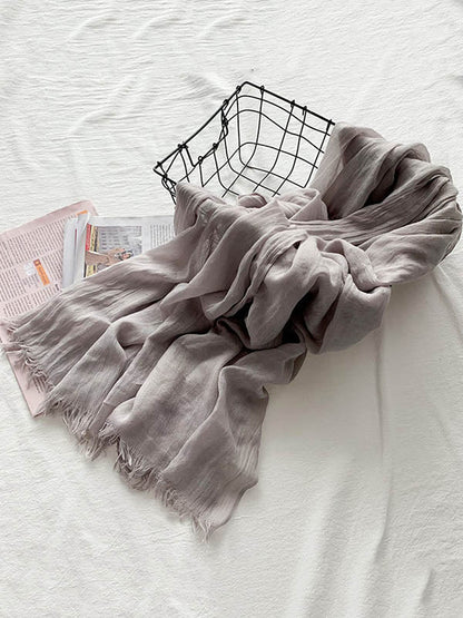 Casual Simple Ramie Cotton 14 Colors Scarf