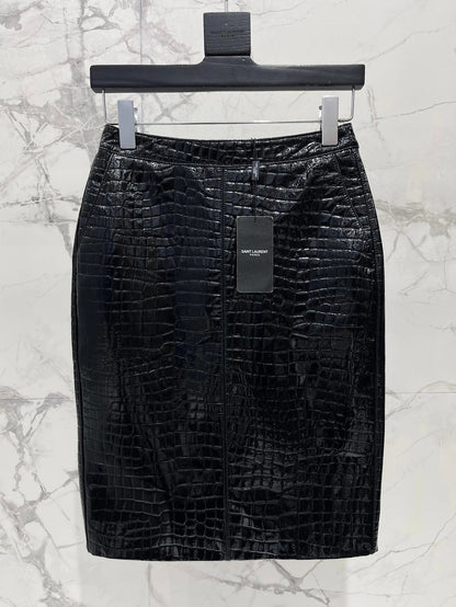 YSL 25S CROC LEATHER SKIRT STYLE 108