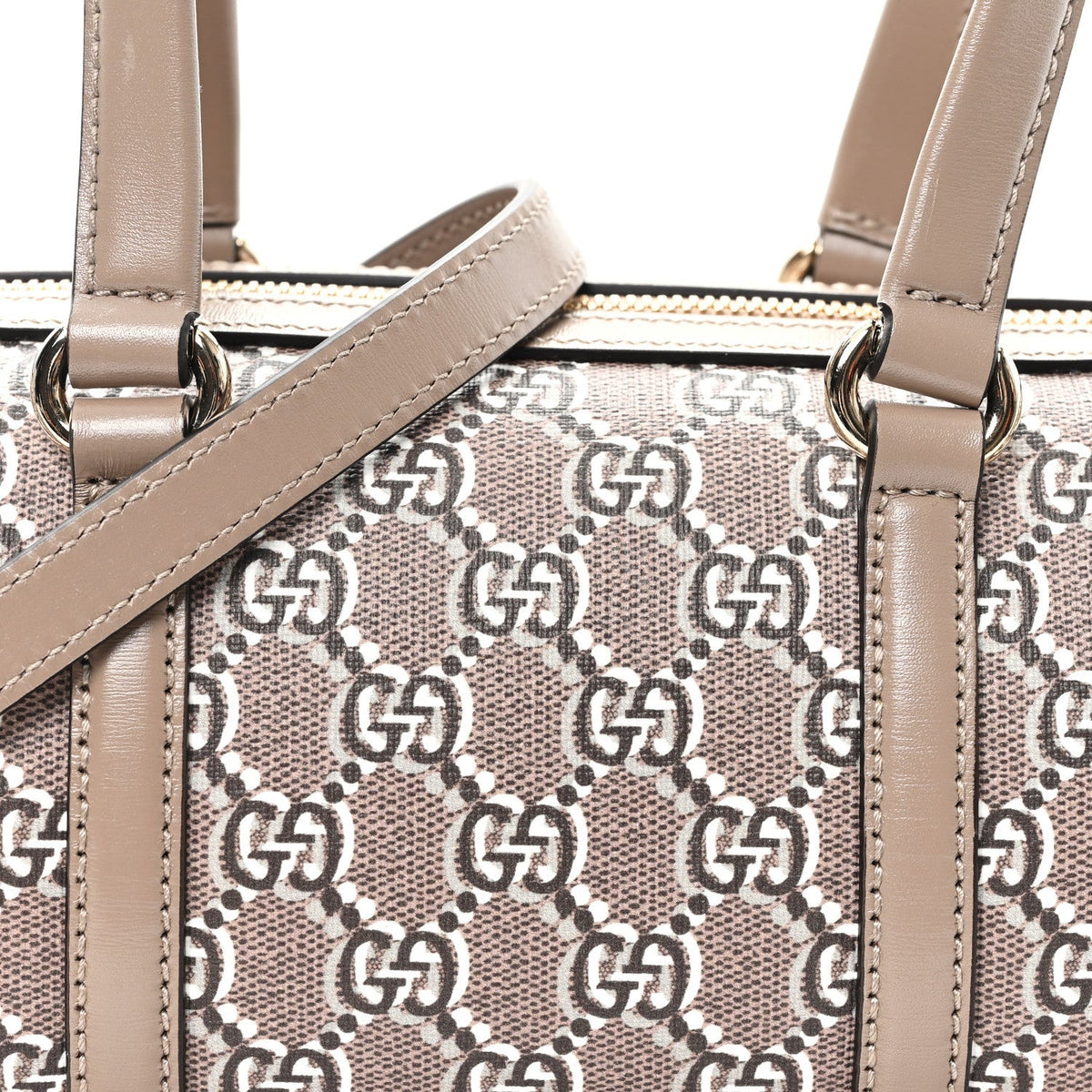 GG Shadow Monogram Ophidia Top Handle Bowler Bag Taupe