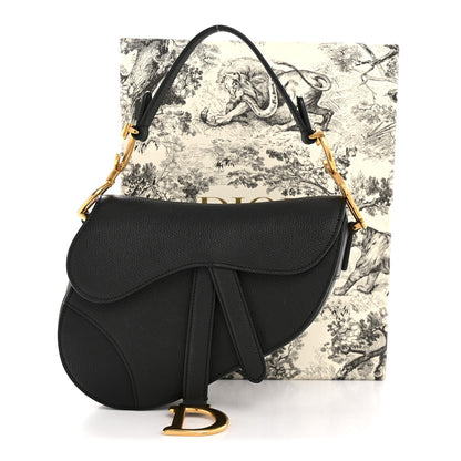 Grained Calfskin Mini Saddle Bag Black
