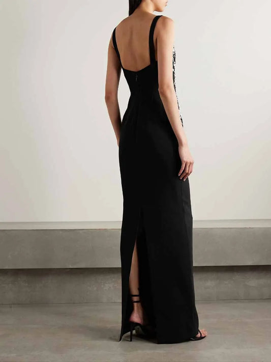 Mira Embellished Crepe Maxi Dress