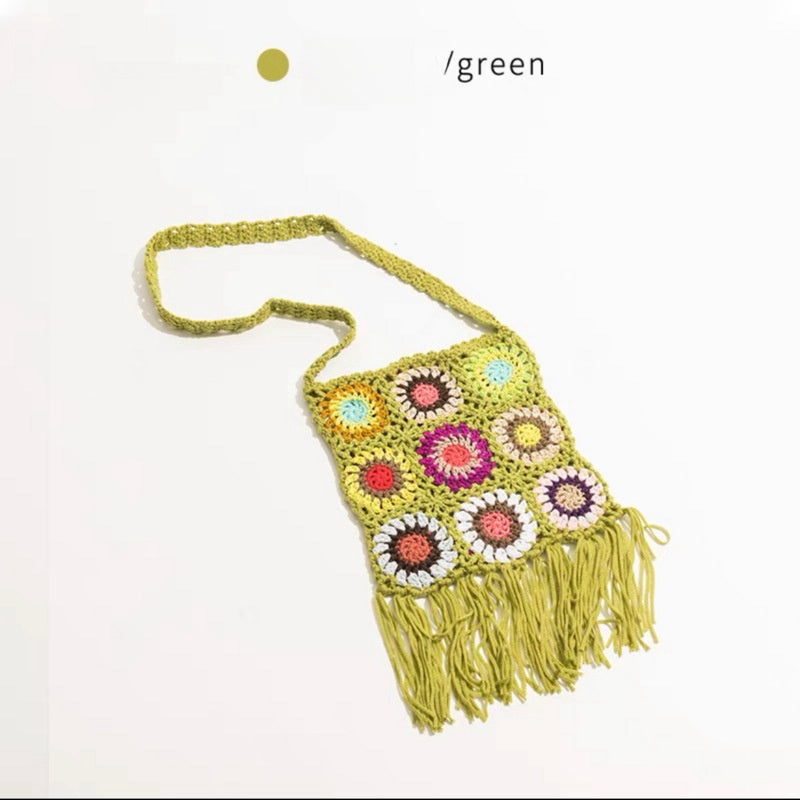 Crochet Granny Square Bag Grandma Grid Hand Hook Bag