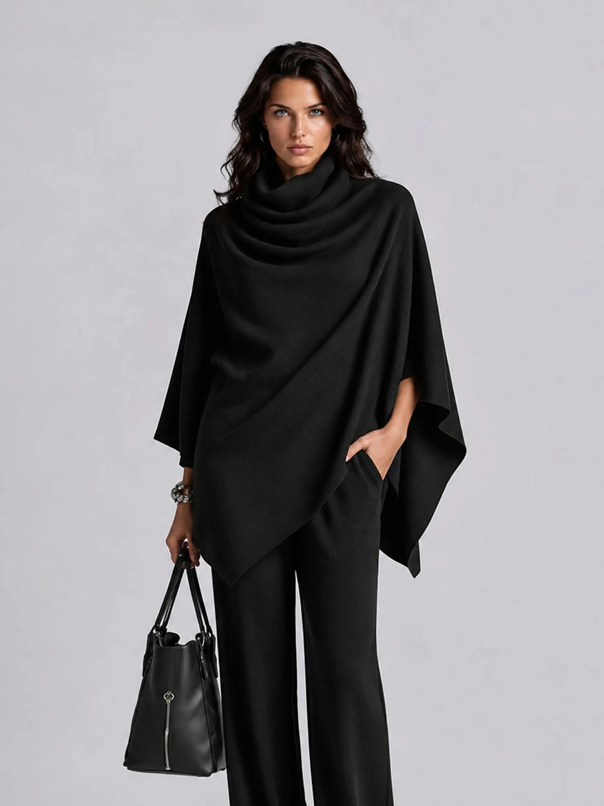 Samantha Cape-style Top and Wide-leg Trousers Set