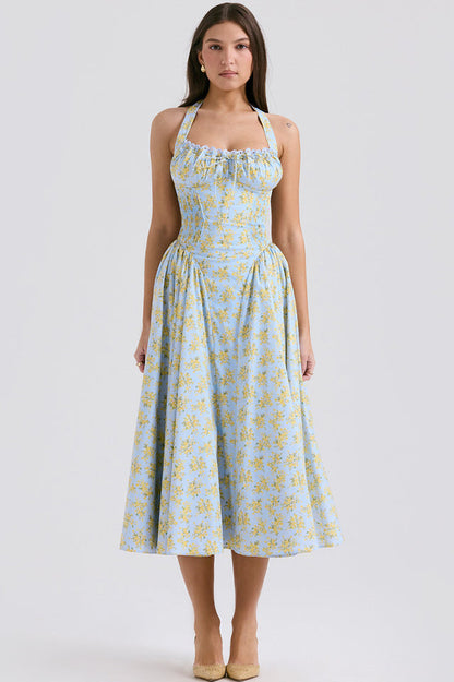 Adabella Cotton Halter Midi Sundress