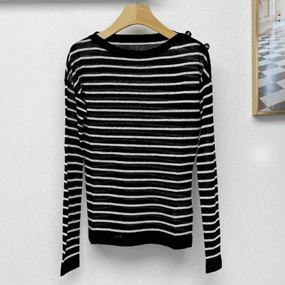 DIOR 25S OFF-SHOULDER STRIPED TOP 550
