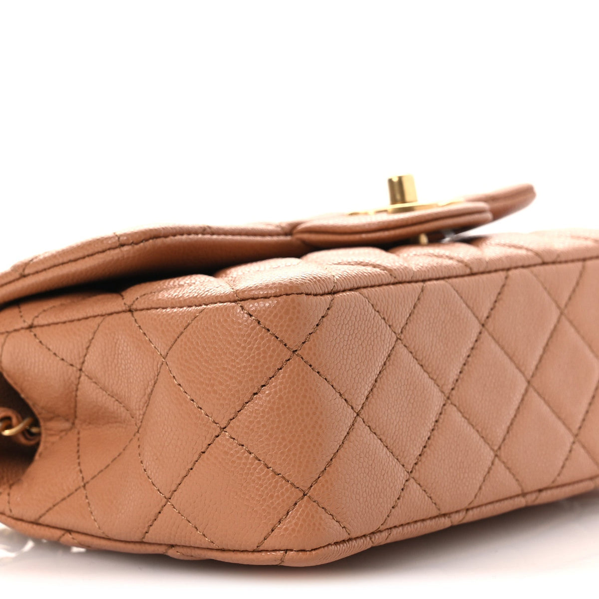 Caviar Quilted Mini Handy CC Flap Camel