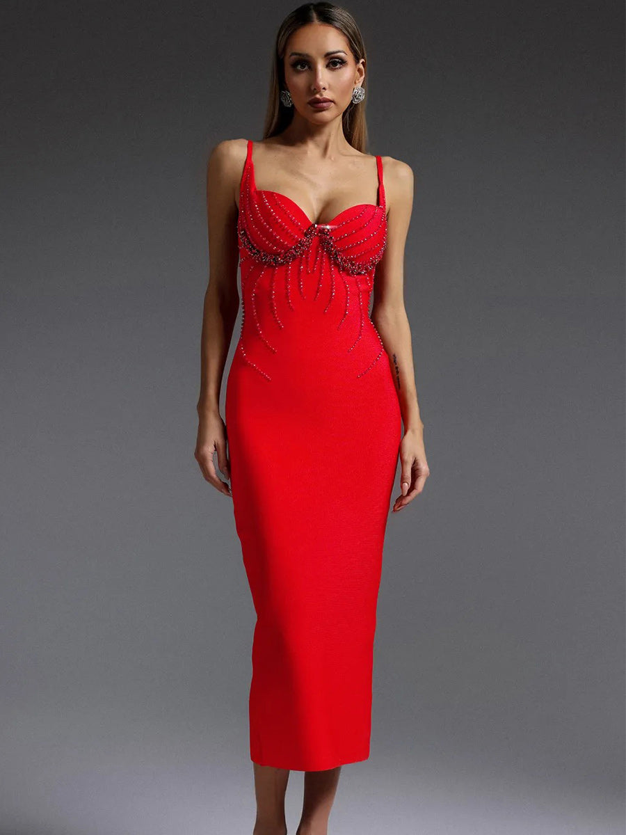 Emery Midi Dress In Red
