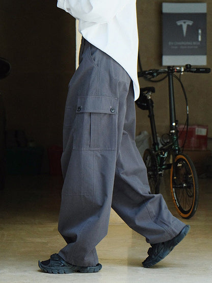 Leisure Fashion Wide Leg High Waisted Solid Color Pants