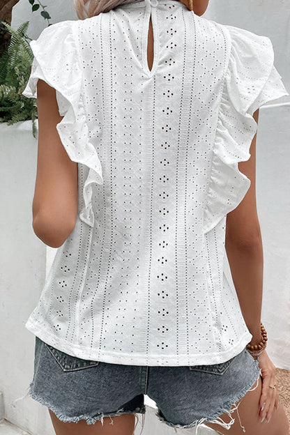 Ruffled White Casual Shirt