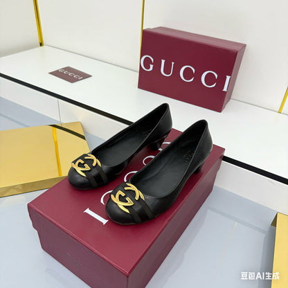 GG FW 25 Ballet Flat Black Calfskin 564715