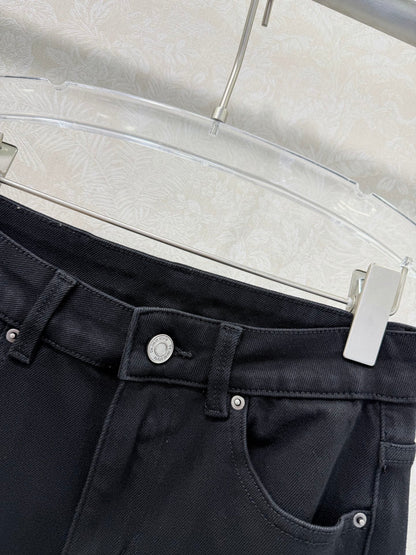 CC 26s Frayed Straight Leg Jeans Black Cotton 352015
