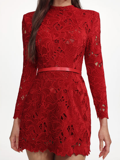 Josephine Long Sleeve Guipure Lace Mini Dress