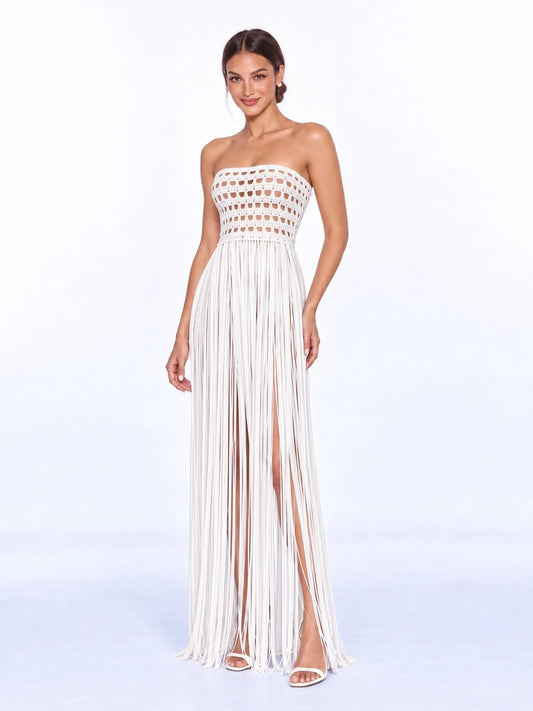 Melinda Crochet Fringe Maxi Dress