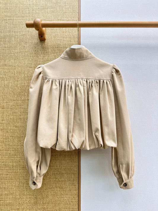 Chloe Cropped Jacket in Beige Cotton