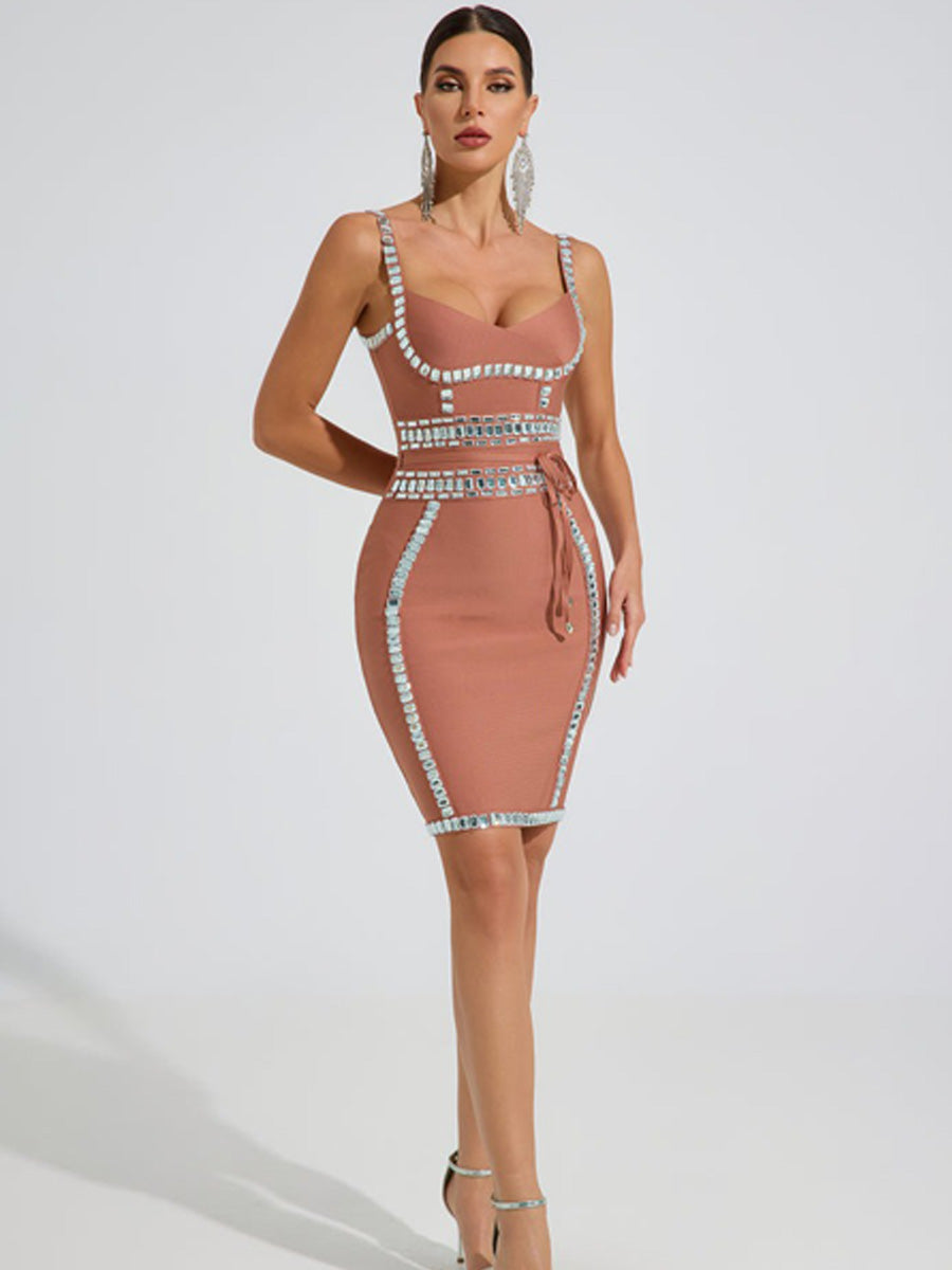 Leah Crystal Contour Bodycon Mini Dress