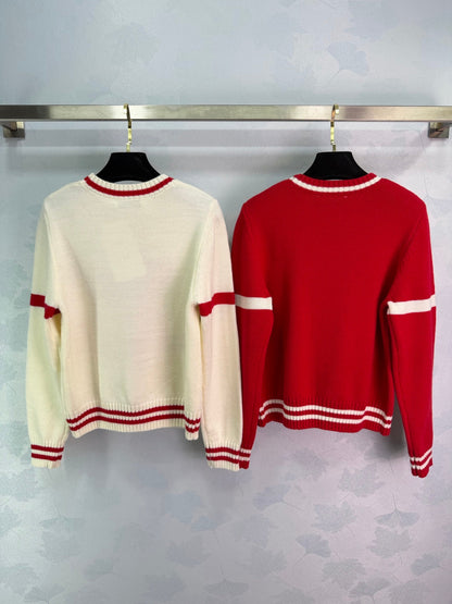 Dior 2025 Pegasus Sweater Red and White Wool 331277