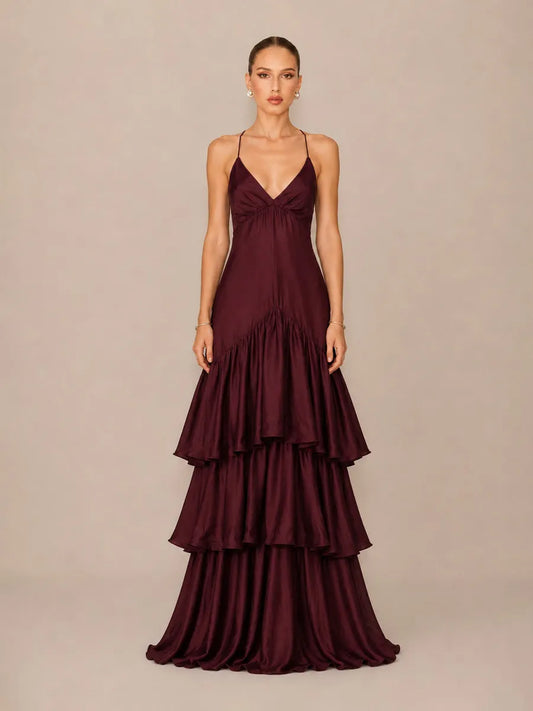 Kiana Tiered Ruffle Bodycon Maxi Dress