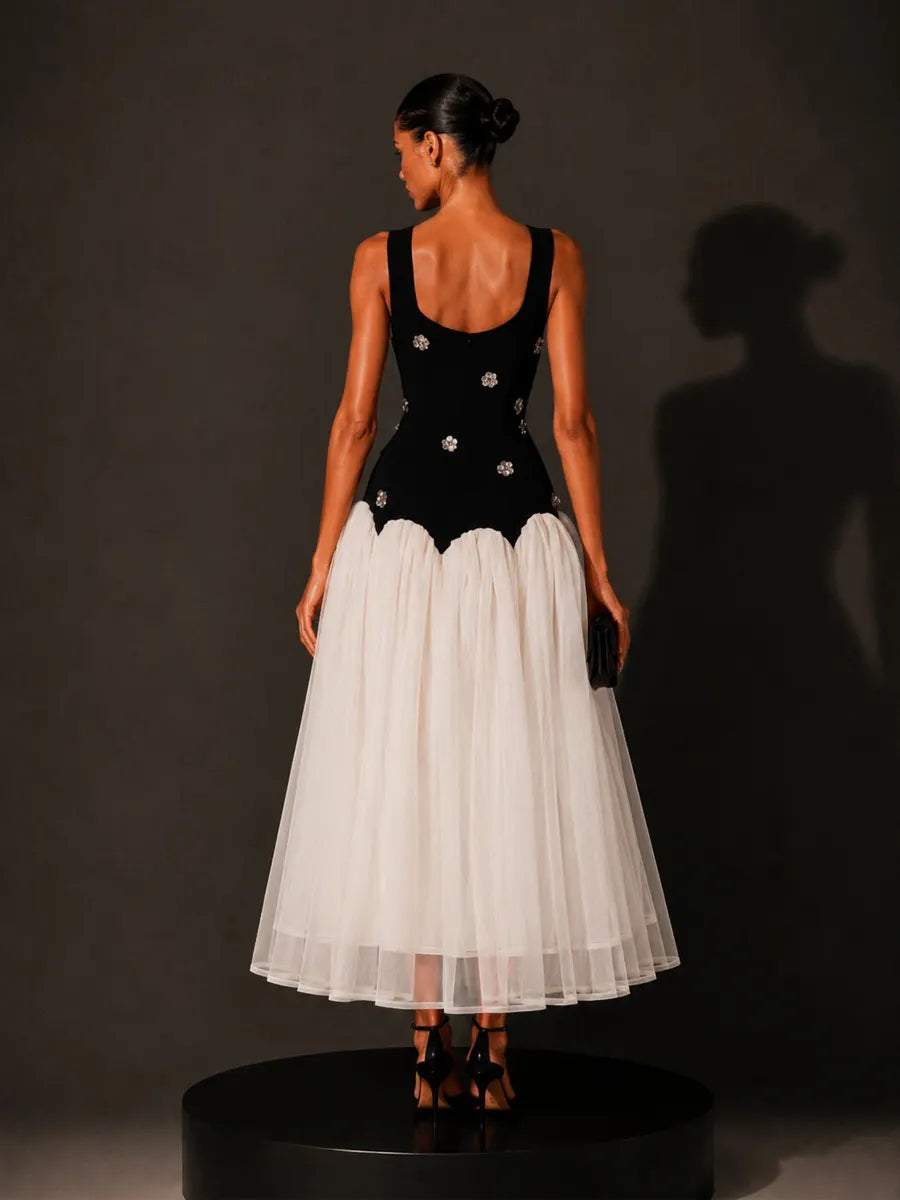 Serenity 3D Floral Mesh Sleeveless Midi Dress