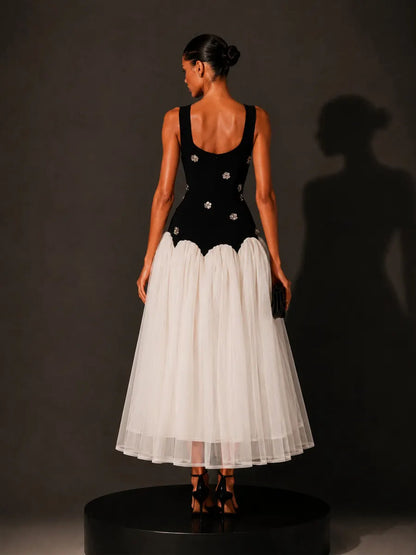 Serenity 3D Floral Mesh Sleeveless Midi Dress