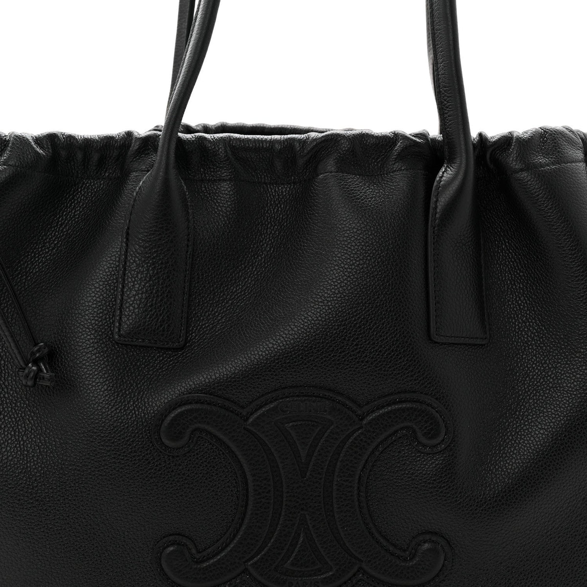 Calfskin Cuir Triomphe Cabas Drawstring Black