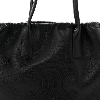 Calfskin Cuir Triomphe Cabas Drawstring Black