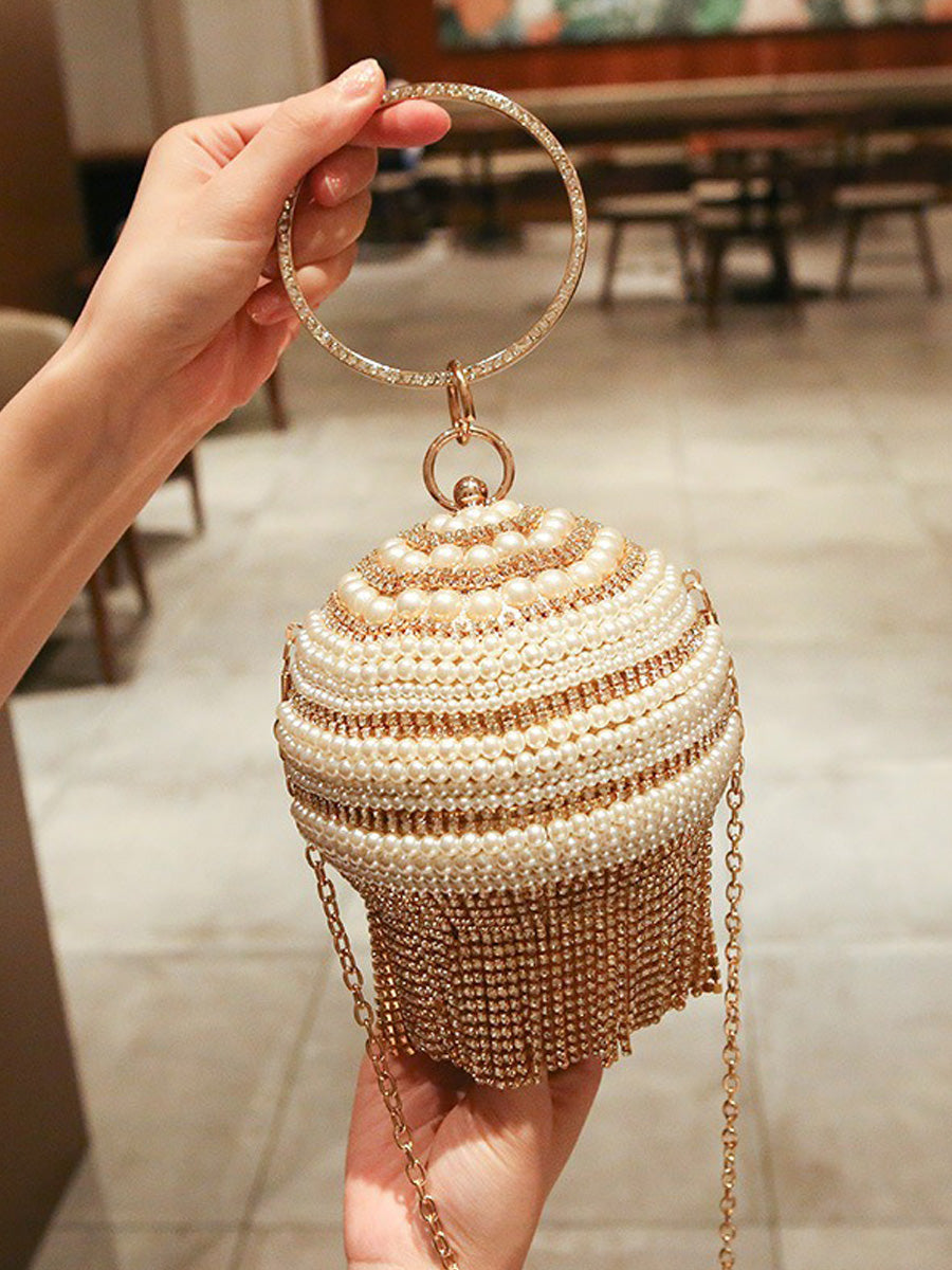 Giselle Small Pearl Tassel Ball Bag