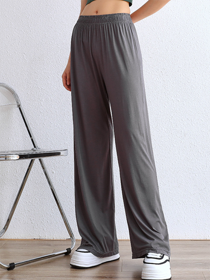 Simple Wide Leg Loose Elasticity Solid Color Casual Pants Bottoms