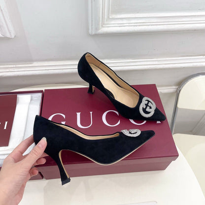 GG 26 High-Heeled 85 Pumps Black Suede 587074