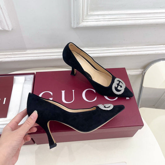 GG 26 High-Heeled 85 Pumps Black Suede 587074