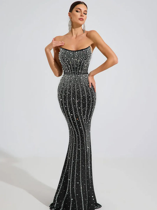 Brooklyn Midnight Radiance Crystal Maxi Dress