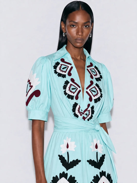 Celia Abstract print Shirt Maxi Dress