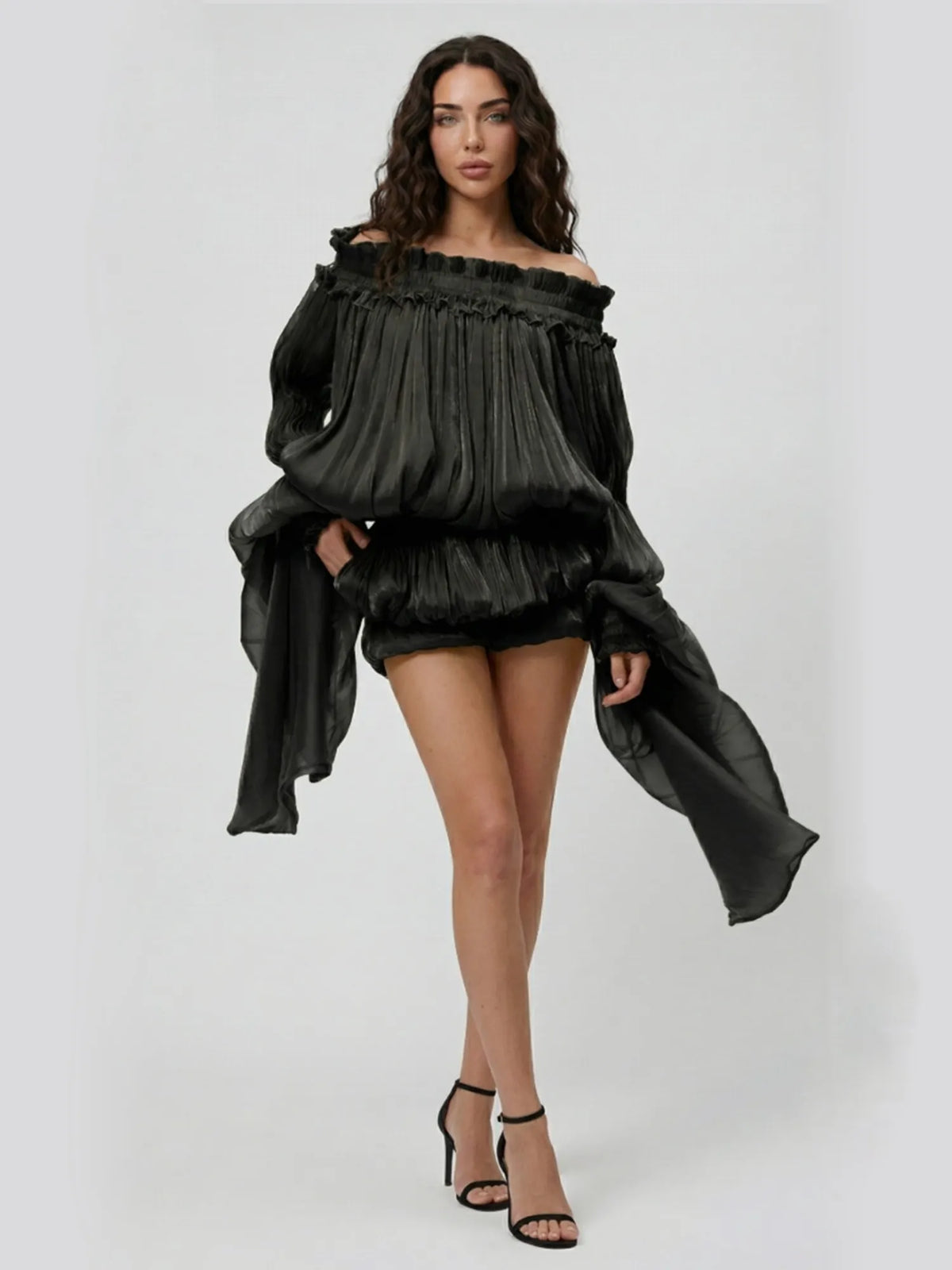 Lunara Off Shoulder Draped Mini Dress