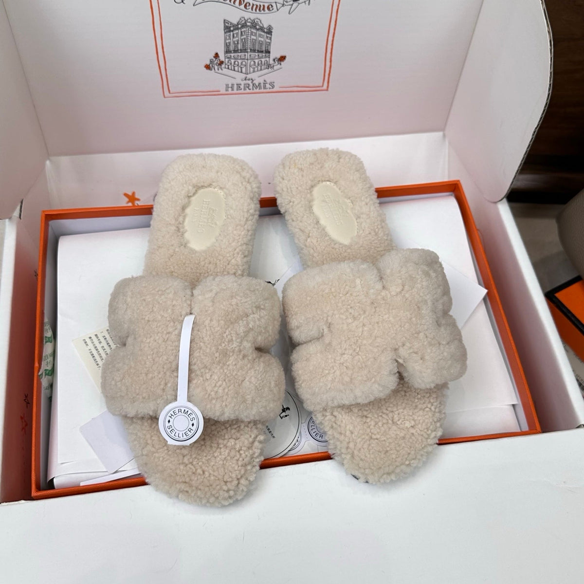 HM Oran Sandal Ivory Wool 598200