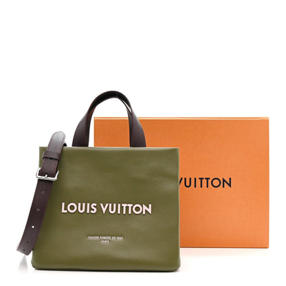 Calfskin Mini Shopper Tote Khaki Green